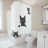Black Cats Shower Curtain Douchegordijn (In situ)