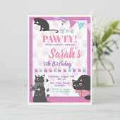 Black Cats Silhouettes Invitation Kaart (Staand voorkant)