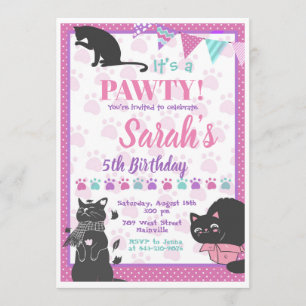 Black Cats Silhouettes Invitation Kaart