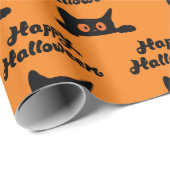 Black Cats Sinaasappel Naadloze Halloween Geschenk Cadeaupapier (Rol Hoek)