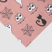 Black Cats Spiderwebs en Ghosts Pink Halloween Tissuepapier (Detail)