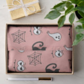 Black Cats Spiderwebs en Ghosts Pink Halloween Tissuepapier (Geschenk)