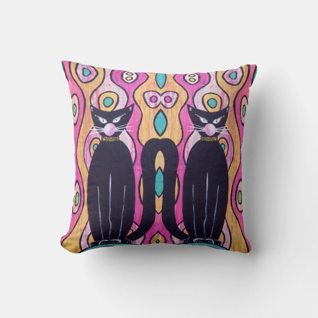 Black Cats Throw Pillow Home Decor Kussen (Voorkant)