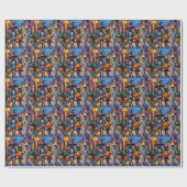 Black Cats Trick-or-Treating in Halloween kostuums Cadeaupapier (Vlak)