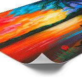 Black Cats Tropical Paradise Sunset Creationarts Poster (Hoek)