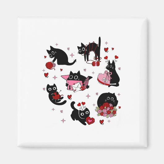 Black Cats Valentine Magneet (Voorkant)