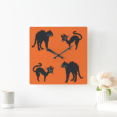 Black Cats Vierkante Wandklok (Huis)