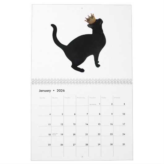 Black Cats Wall Agenda Kalender (Jan 2026)
