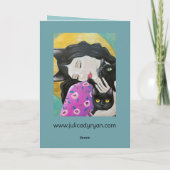 Black Cats Whimsical Art Kaart (Achterkant)