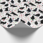 Black Cats with Peppermint Candy Wrapping Paper Cadeaupapier (Hoek)