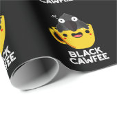 Black Cawfee Funny Crow Coffee Pun Dark BG Cadeaupapier (Rol Hoek)