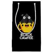 Black Cawfee Funny Crow Coffee Pun Dark BG Klein Cadeauzakje (Voorkant)