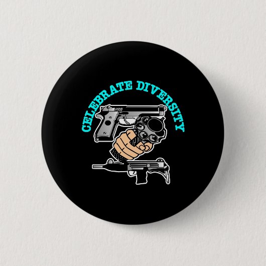 Black Celebrate Diversity-Pistolen Ronde Button 5,7 Cm (Voorkant)
