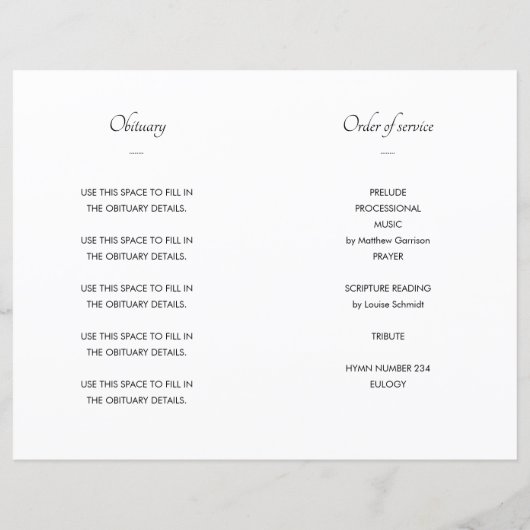 Black Celebration of Life Funeral Program Foto (Achterkant)