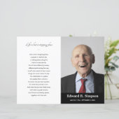 Black Celebration of Life Funeral Program Foto (Staand voorkant)