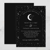 Black Celestial Arched Wedding Invitation Kaart (Voorkant / Achterkant)