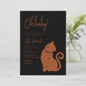 Black Celestial Cat Baby shower Kaart (Staand voorkant)