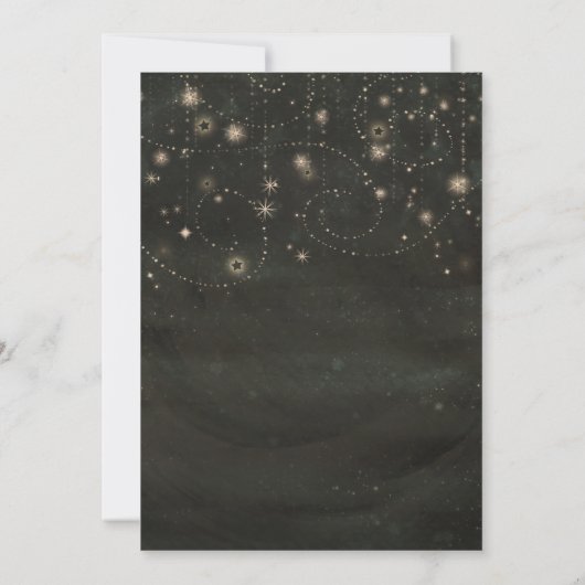 Black Celestial Dark Starry Sky Swirls Invitation Kaart (Achterkant)