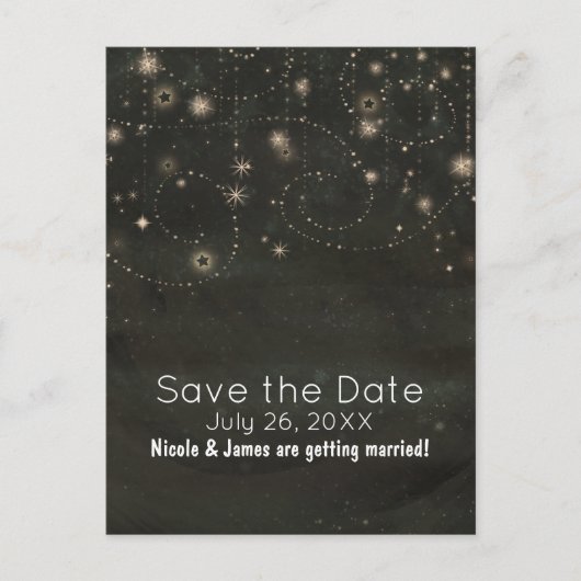 Black Celestial Dark Starry Sky zwaait elke gebeur Aankondigingskaart (Voorkant)