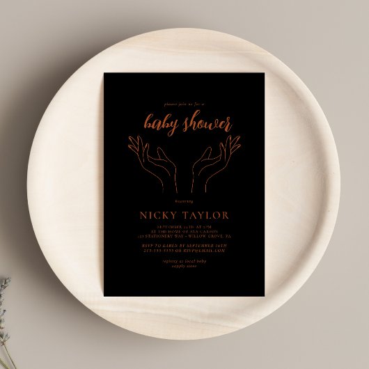 Black Celestial Hand Baby shower Invitation Kaart