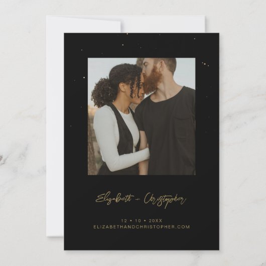 Black Celestial Wedding Invitation Kaart (Achterkant)