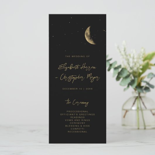 Black Celestial Wedding Program (Staand voorkant)