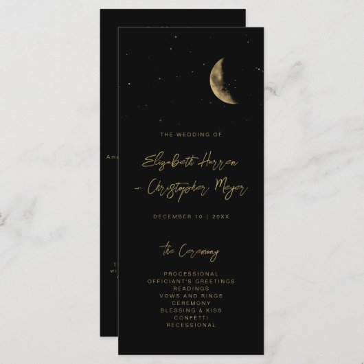 Black Celestial Wedding Program (Voorkant / Achterkant)