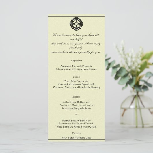 Black Celtic Eternity Knot Wedding Menu (Staand voorkant)