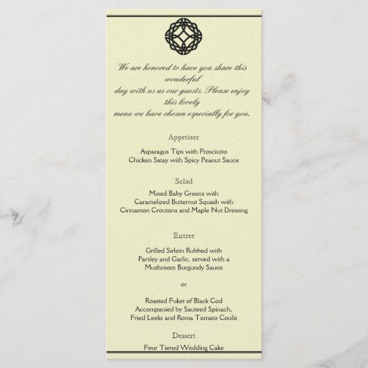 Black Celtic Eternity Knot Wedding Menu (Voorkant)