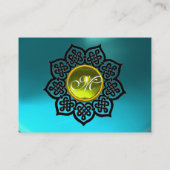 BLACK CELTIC FLOWER GEEL GEM MONOGRAM Aqua Blue Visitekaartje (Achterkant)
