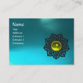 BLACK CELTIC FLOWER GEEL GEM MONOGRAM Aqua Blue Visitekaartje (Voorkant)
