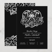 Black Celtic Heart Knot Floral Handfasting Kaart (Voorkant / Achterkant)
