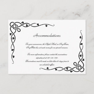 Black Celtic Knot Corner Vine Wedding Insert Informatiekaartje