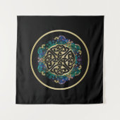 Black Celtic Knot Mandala Wall Tapestry Wandkleed (Voorkant (horizontaal))