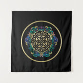Black Celtic Knot Mandala Wall Tapestry Wandkleed (Voorkant)