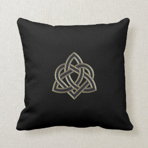 Black Celtic Trinity Heart Knot Sierkussen
