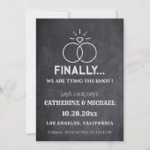 Black Chalk Board Diamond Rings Trendy Save The Date (Voorkant)