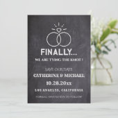 Black Chalk Board Diamond Rings Trendy Save The Date (Staand voorkant)