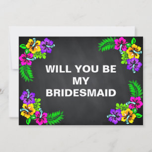 Black Chalk Board Floral zal je mijn Bridesmaid zi Kaart