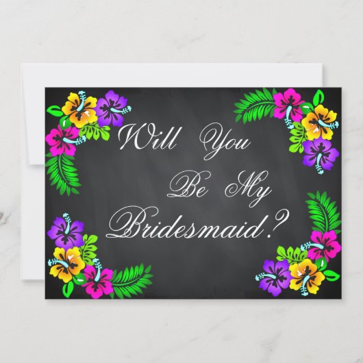 Black Chalk Board Floral zal je mijn Bridesmaid zi Kaart (Voorkant)