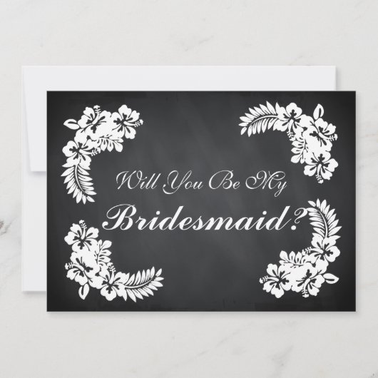 Black Chalk Board Floral zal je mijn Bridesmaid zi Kaart (Voorkant)