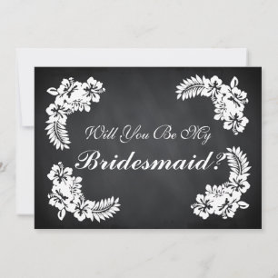 Black Chalk Board Floral zal je mijn Bridesmaid zi Kaart