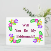 Black Chalk Board Floral zal je mijn Bridesmaid zi Kaart (Staand voorkant)