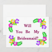 Black Chalk Board Floral zal je mijn Bridesmaid zi Kaart (Voorkant / Achterkant)