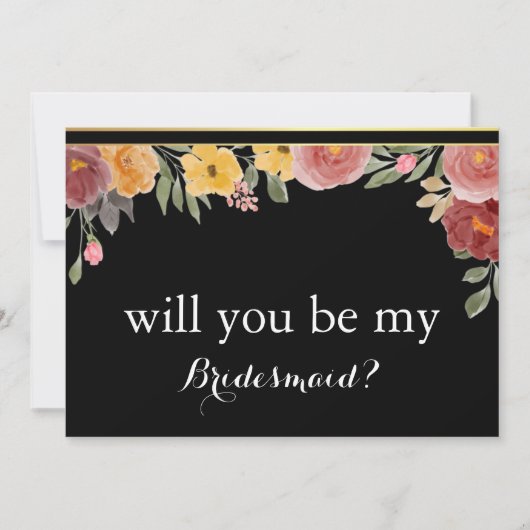 Black Chalk Board Floral zal je mijn Bridesmaid zi Kaart (Voorkant)