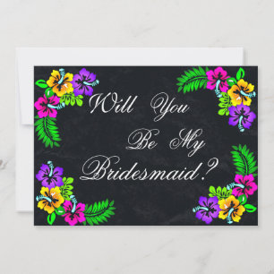 Black Chalk Board Floral zal je mijn Bridesmaid zi Kaart