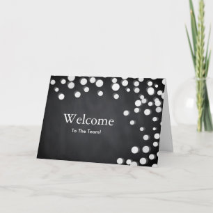 Black Chalkboad Falling Sparkles Polka Dot Welcome Kaart