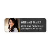 Black Chalkboard Afstuderen foto-terugzendadres Etiket (Voorkant)