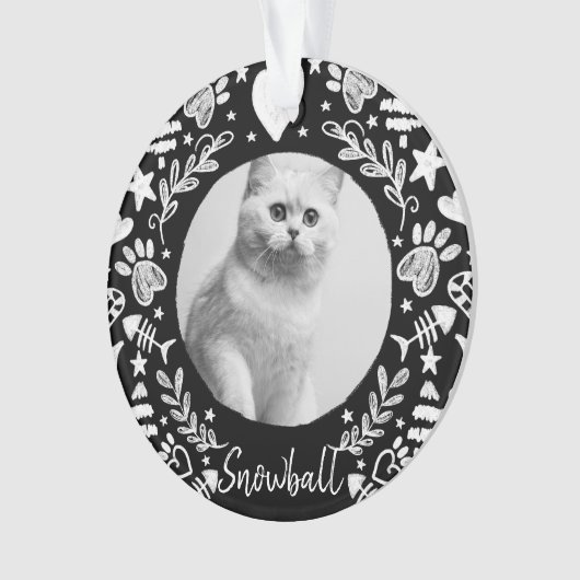Black Chalkboard Art Lijst Cat Memorial Keepslag Ornament (voorkant)