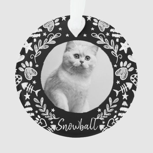 Black Chalkboard Art Lijst Cat Memorial Keepslag Ornament (voorkant)